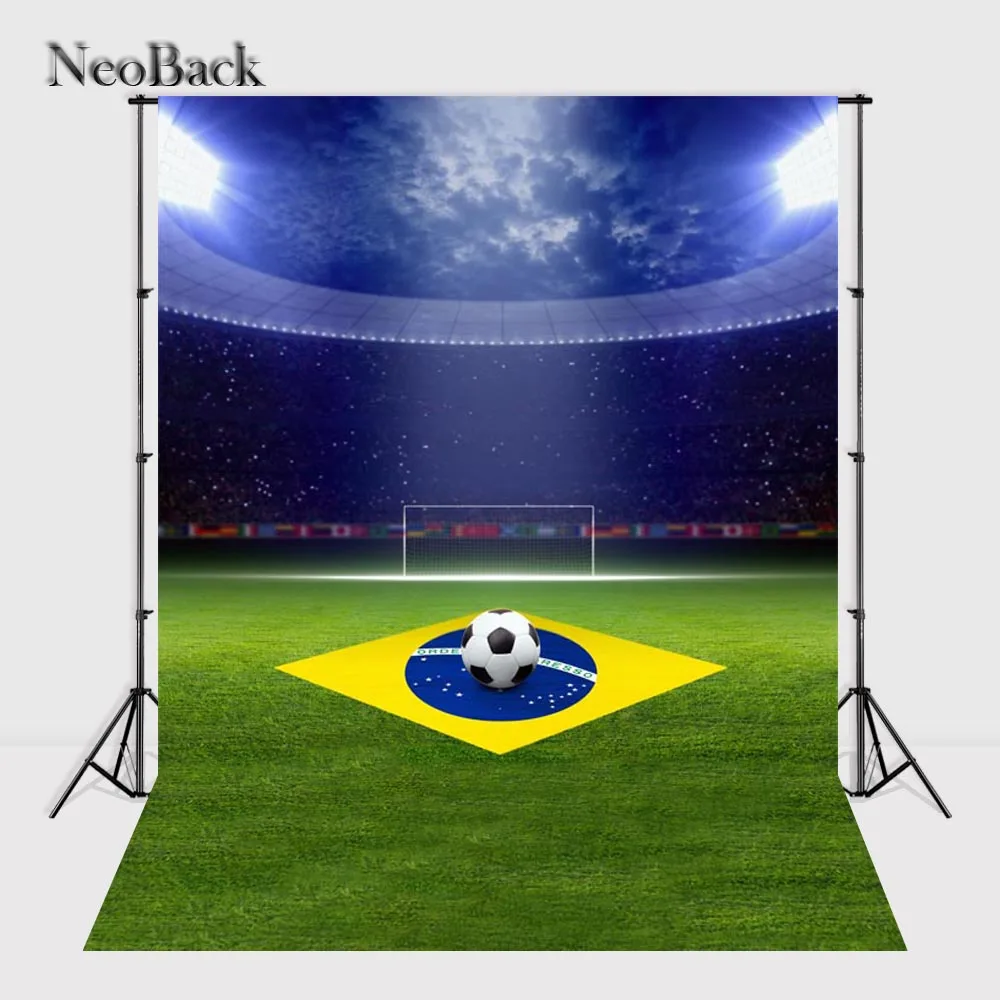 NeoBack 5x7ft Thin Vinyl Brazil Football Sport Event Photo Backgrounds Children Kids Studio Senior Portrait Backdrops P2322
