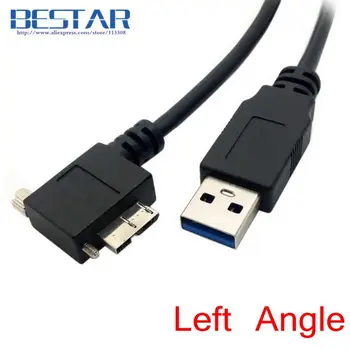 1.2m 4FT 90 Degree Left Right Angled Micro USB 3.0 With Lock Screw Mount Cable for Industrial Camera Micro-USB3.0 Angle Cables