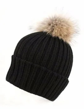 Winter Womens Beanies Fur Hats With 15cm Fur PomPoms For Women Men Hip Hop Skullies Cap winter Fur Hats