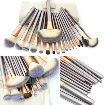 Brand New 12pcs/18 pcs kits Classic Beige Wood Handle Cosmetic Professional Makeup Brushes Set Kit For Face Make Up Beauty Hot!
