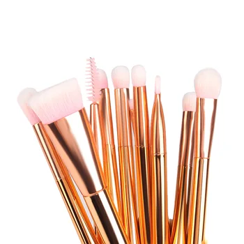 15pcs Rose Gold Makeup Brushes Set Nylon Hair Foundation Blush Powder Concealer Make-up Cosmetic Brush Kit Maquillage
