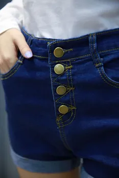 2017 summer high waist denim shorts female new Slim thin students Korean curling stretch hot pants tide