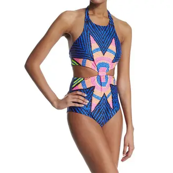 One Piece Swimsuit 2017 Sexy Swimwear Women Vintage Summer Beach Wear Print Monokini Bathing Suit