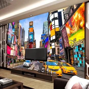 Custom 3D Photo Wallpaper Times Square New York Modern Street View Shop Bar Bedroom Living Room Theme Wallpaper 3D Stereo Mural