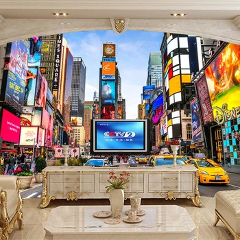 Custom 3D Photo Wallpaper Times Square New York Modern Street View Shop Bar Bedroom Living Room Theme Wallpaper 3D Stereo Mural