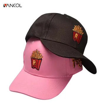 Vancol fashion unisex Korean style fries embroidery adjustable baseball skateboard hip hop women cap 4 colors 2017