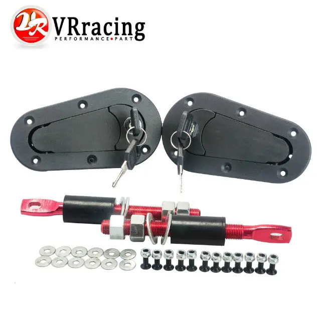 VR RACING- JDM D1 Plus Flush Hood Latch and Pin Kit Racing Latch Locks Locking Hood Kit VR-BPK-D21