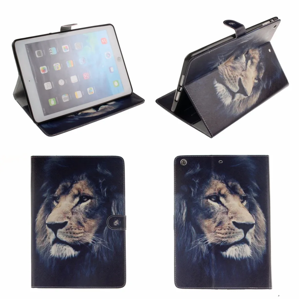 Case Cover For Apple iPad Air 2/iPad 7 6 5 4 3 2 Lion PU Leather Flip Smart Stand Cover for iPad mini 4 iPad 2 3 4 #1