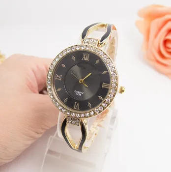 Brand fashion Crystal watch women Ladies hour clock dress Quartz Wrist watch 1226
