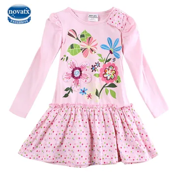 Novatx F4615 retail baby girl clothes 2016 new long sleeves children kids girl t shirt beautiful cute and casual design wear