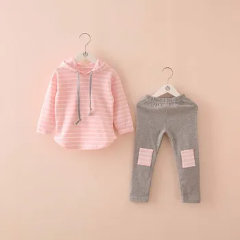 Kids clothes casual clothes 2017 Autumn girls clothing sets long sleeve stripe T-shirt + leggings clothing sets