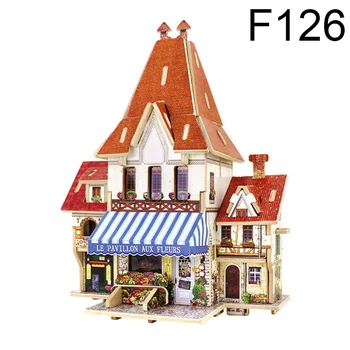 2017 New 3D Wood Puzzle DIY Model Kids Toy Western French Style House 3d building wooden puzzles birthday gift