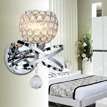 Modern Minimalist Crystal Lamp Fashion Simple Living Room Sconce Bedroom Bedside Wall Lamp E27 Hotel Aisle Lighting Fixtures