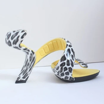 Summer fashion Shoes No Heel High Heels Sexy Women Sandals Novelty Pumps Wedding mojito Dress Wedge Hoof Open Toes Leopard Slive