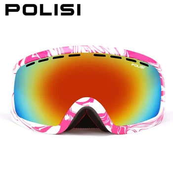 POLISI Winter Skiing Skate Goggles Outdoor Sport Polarized Snowboard Eyewear Double Layer Anti-Fog Lens Skateboard Snow Glasses