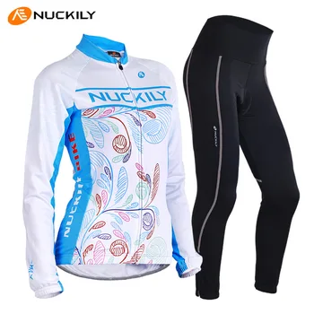 NUCKILY Cycling Jersey Sets Long Sleeve Jersey + Pants Suit Women Bicycle Bike Riding Clothing Roupa Ciclismo Feminina Wholesale