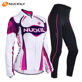 NUCKILY Cycling Jersey Sets Long Sleeve Jersey + Pants Suit Women Bicycle Bike Riding Clothing Roupa Ciclismo Feminina Wholesale