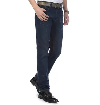 2016 New Fashion Leisure Slim Comfortable Man Mid Waist Straight Denim Long Trousers Business Casual Jeans