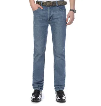 2016 New Fashion Leisure Slim Comfortable Man Mid Waist Straight Denim Long Trousers Business Casual Jeans