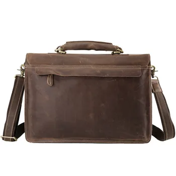 Genuine Leather Men Briefcases Handbag Document Brown Business Office Laptop Bag Leather Brief Cases Male Work Bag Attache Case