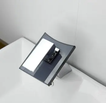 E-pak er 8217/3 Contemporary Chrome Black Square Glass Spout er Single Handle Bathroom Basin Mixer Tap Faucet
