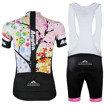 AOGDA Tree Bike Clothing Suit Bicycle Jersey T Shirt + GEL Cycling Bib Caps Hats Armwarmers Sleeves Set for Women