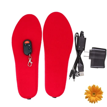 Winter Electric Heated Insoles for Ski Snowboard Boots Shoes Rechargeable Foot Warm Memory Foam Insole with Remote Control S / L
