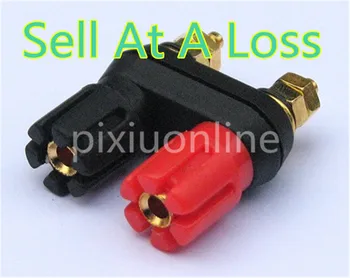1pcs Red and Black YT1B 4mm Gold-plated Pure Copper Double Output Terminal Banana Socket Power Amplifier Speaker Sell At A Loss