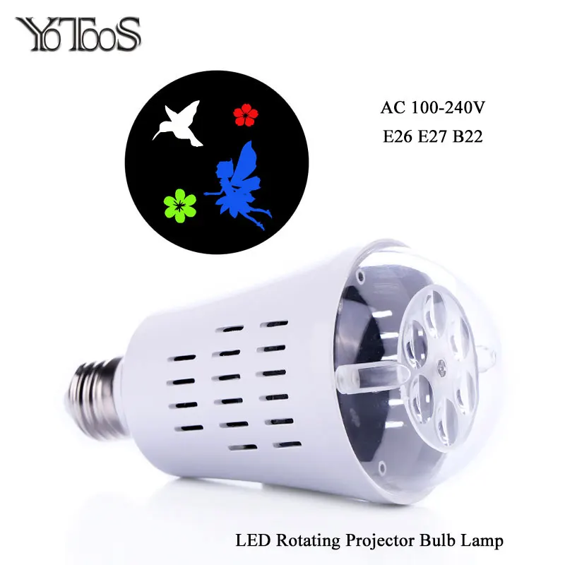 E27 E26 B22 LED Bulb Night light Auto Rotate Projector Lamp RGBW-Flower Fairy Patterns Party Birthday Festival LED Decoration