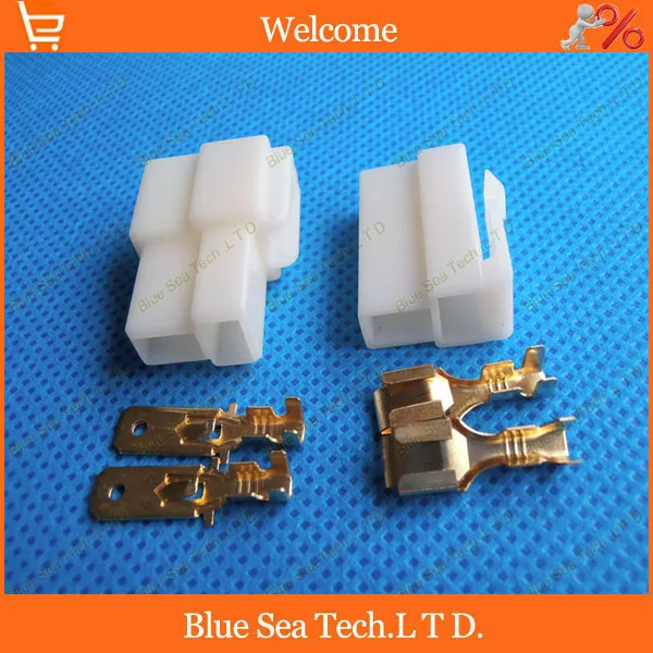 6.3mm 2 Way/pin Electrical Connector Kits, Male and Female socket plug for Motorcycle Car