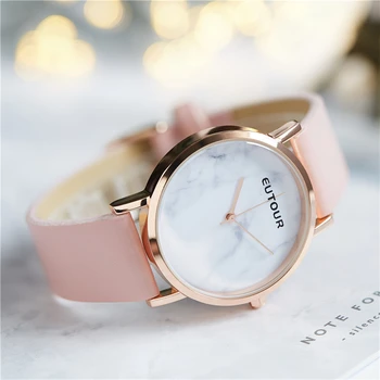 Eutour Woman Mesh Retro Stainless Steel Quartz Watch Minimalist Hot Marble Watches Clock Wristwatches Popular Fashion Minimal