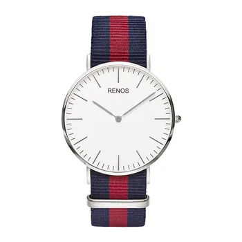 RENOS DW Quartz Watch Men 40mm Silvery Nylon Strap Band Top Luxury Brand Watches relogio masculino Wristwatches reloj hombre New