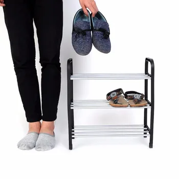 New 3 Tier Plastic Shoes Rack Organizer Stand Shelf Holder Unit Black Light Shoe Storage