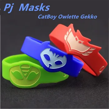 3pcs/set cartoon pj masks party plastic bracelet characters catboy owlette gekko action figure vinyl doll girls toy gift