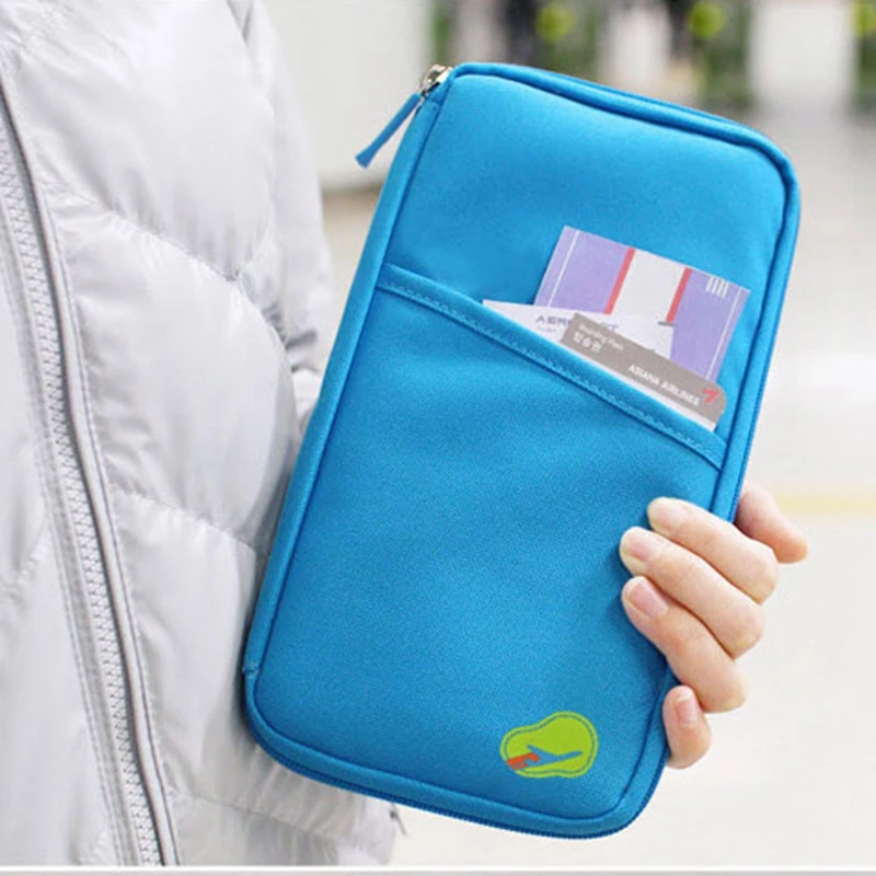 2016 Portable Full Closure Zipper Travel Organiser Passport Holder Wallet Full Closure Zip Document Bag Travel passport Wallet