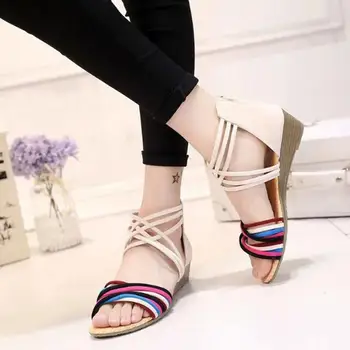 Summer Big size 36-40 female shoes flat heel bohemia casual shoes flat sandals shoes for women Factory sales High qual 35A14