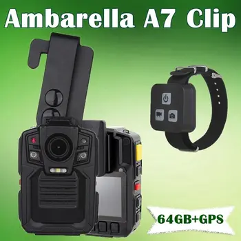 Blueskysea Ambarella A7 Police Body Worn Camera 64GB GPS 1296P Night Vision+Remote Control