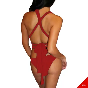 Plus Size XXL Bikini Swimwear 2017 Womens Sexy Swimsuit Thong Red Bandage 2 Piece Red Swim Suit Beach Wear
