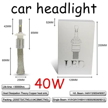 One pair H4 LED Car Light 6000k Cool White Car Headlight Bulbs for 12V 24V 40W Original Lamp car accessory