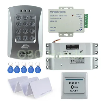 Price! Full Electronic Drop Bolt lock system kit set with RFID access control keypad+door bell+power supply+exit button+key