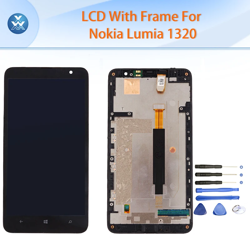AAA LCD Screen for Microsoft Nokia Lumia 1320 LCD display touch screen digitizer+frame assembly black tela 6 inch pantalla+tools