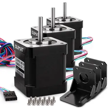Miroad 3 Pack Nema 17 Stepper Motor 1.7 A 59 Ncm 84 oz.in 47mm Body w/ 1m 4-Pin Cable & Connector and Mounting Bracket Kit QD03