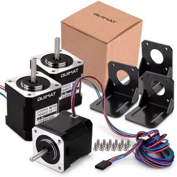 Miroad 3 Pack Nema 17 Stepper Motor 1.7 A 59 Ncm 84 oz.in 47mm Body w/ 1m 4-Pin Cable & Connector and Mounting Bracket Kit QD03