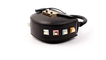 2017 New classic small bag studs messenger bags lady split leather handbags vintage women crossbody bags for female qn148