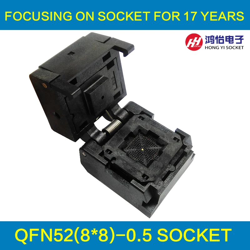 QFN52 MLF52 IC Test Socket Pitch 0.5mm IC550-0524-010-G Burn in Socket Clamshell Chip Size 8*8 Flash Adapter Programming Socket