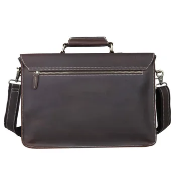 Vintage Crazy Horse Leather Men's Briefcase Laptop Bag Business Bag Genuine Leather Briefcase Men Shoulder Bag Crossbody Bag