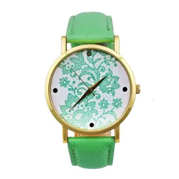 Xiniu Watch 2016 Luxury Bracelets For Women Round Lace Printed Faux Leather Quartz Analog Fashion Dress Wrist Watch