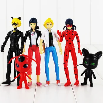 6pcs/lot 8-15cm Miraculous: Tales of Ladybug & Cat Noir Adrien Marinette Plagg Tikki PVC Figure Toy
