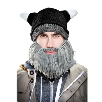 Elegant Nobility Faux Wig Bearded Beanies Men's gorras Skullies Winter Handmade Knit touca inverno M16