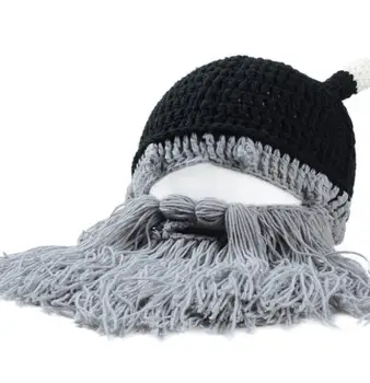 Elegant Nobility Faux Wig Bearded Beanies Men's gorras Skullies Winter Handmade Knit touca inverno M16